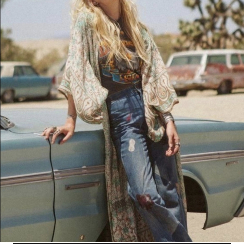 Spell And The Gypsy Original Boho Blossom Sage Kimono One Size